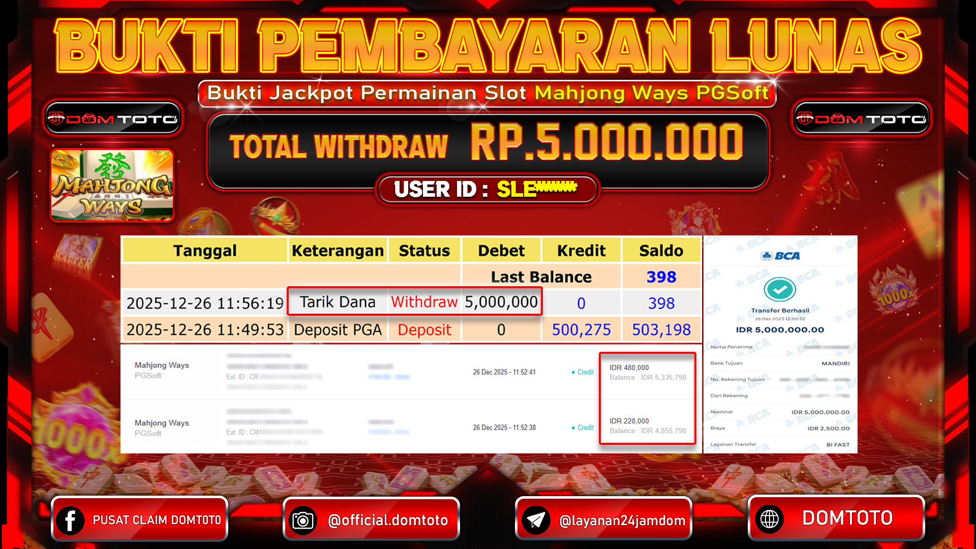 JACKPOT SLOT Mahjong Ways PGSoft Play 26 DECEMBER 2025